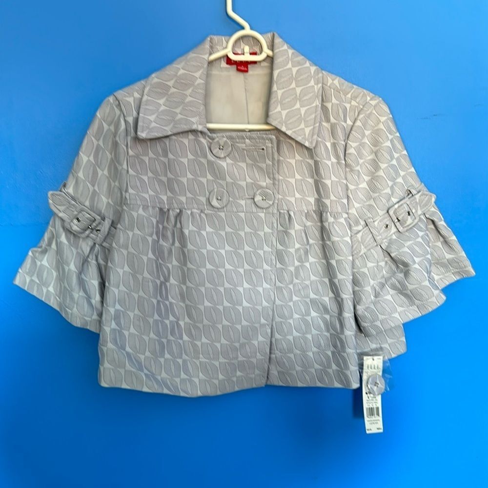 Elle Silver & Gray Jacquard Cropped Jacket Women's Stylish Lightweight Coat